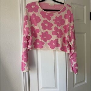 Promesa Pink and Cream Floral Cropped Top
